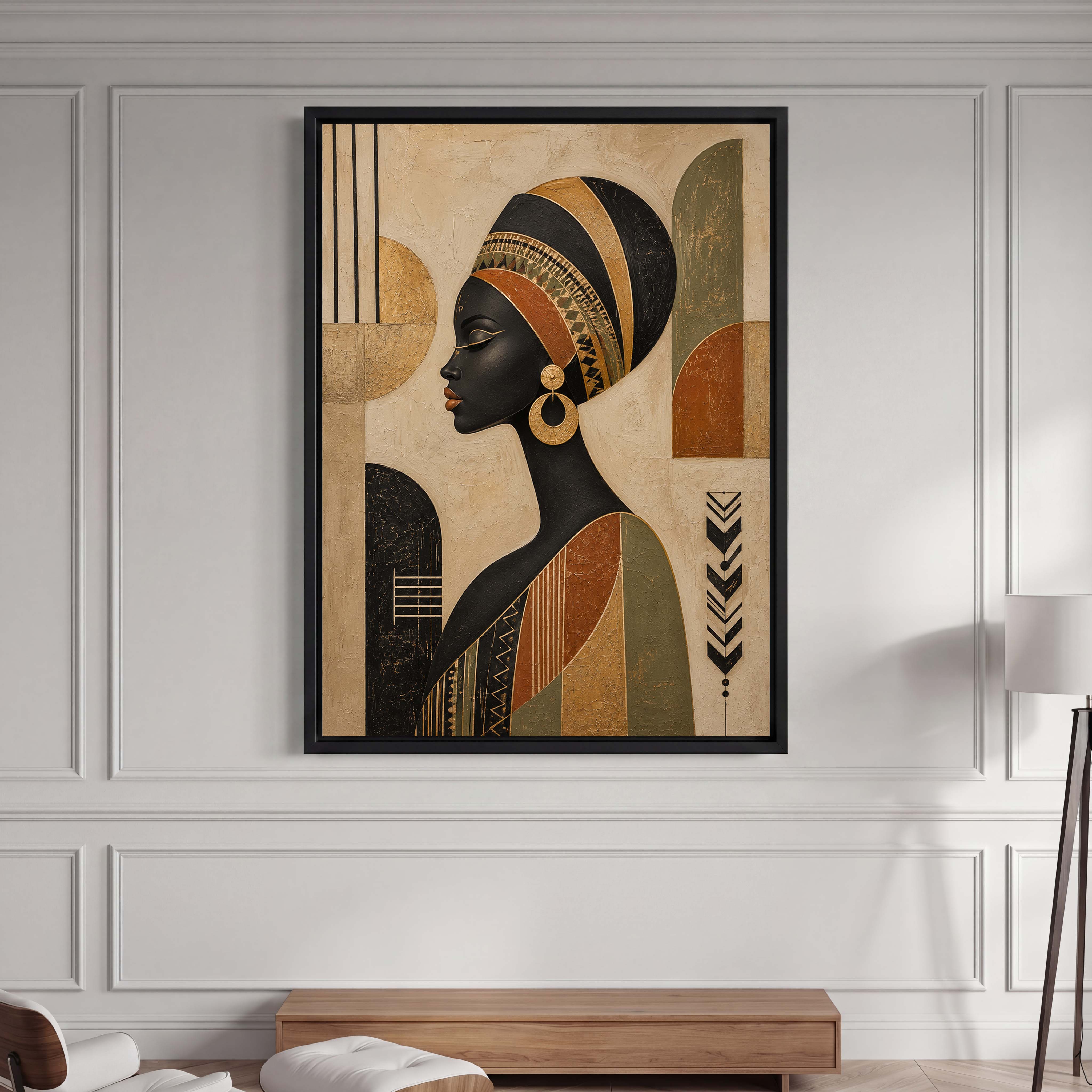 African Tribal Woman Gold Canvas Art - Infuse your living space or creative studio with the regal elegance of this African