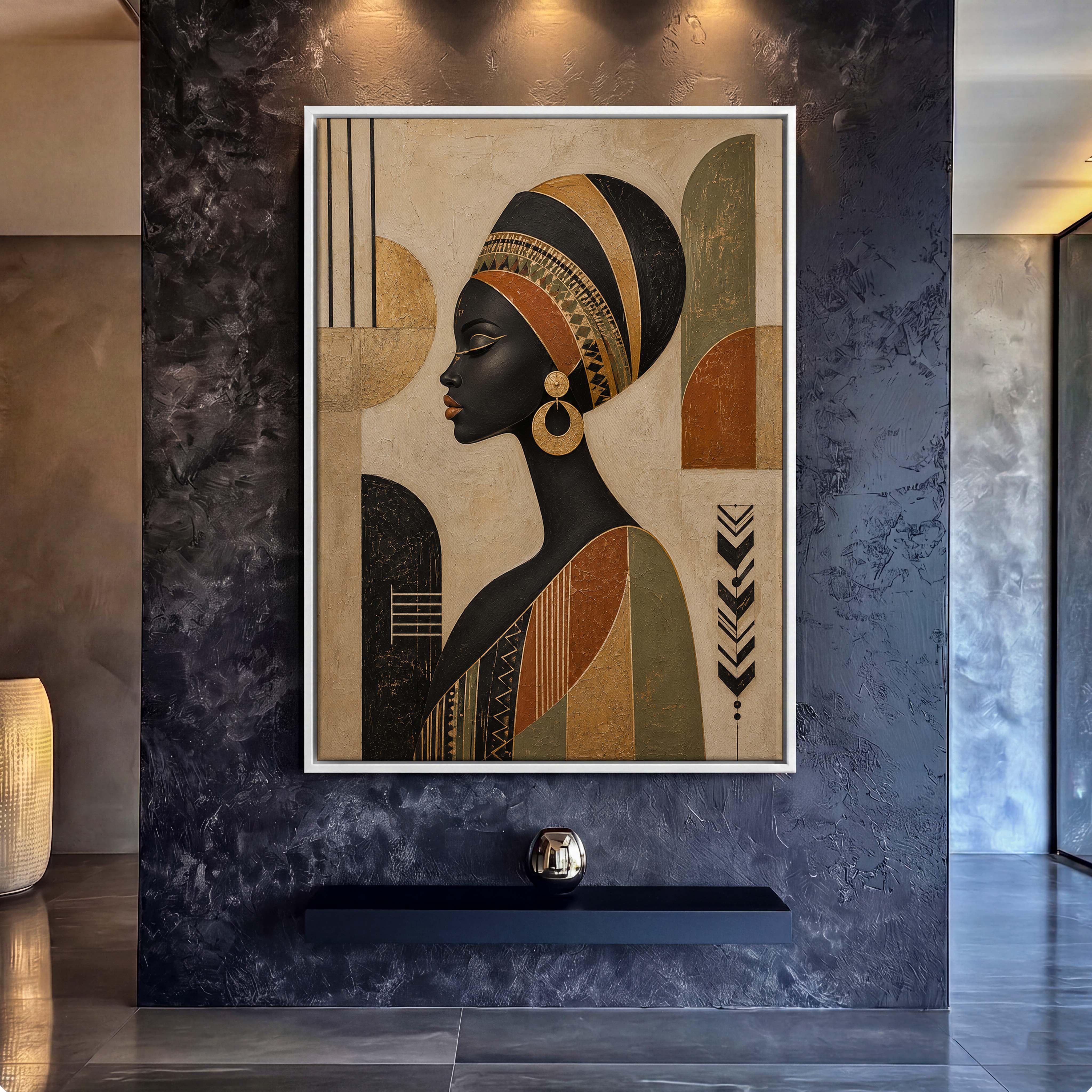 African Tribal Woman Gold Canvas Art - Infuse your living space or creative studio with the regal elegance of this African