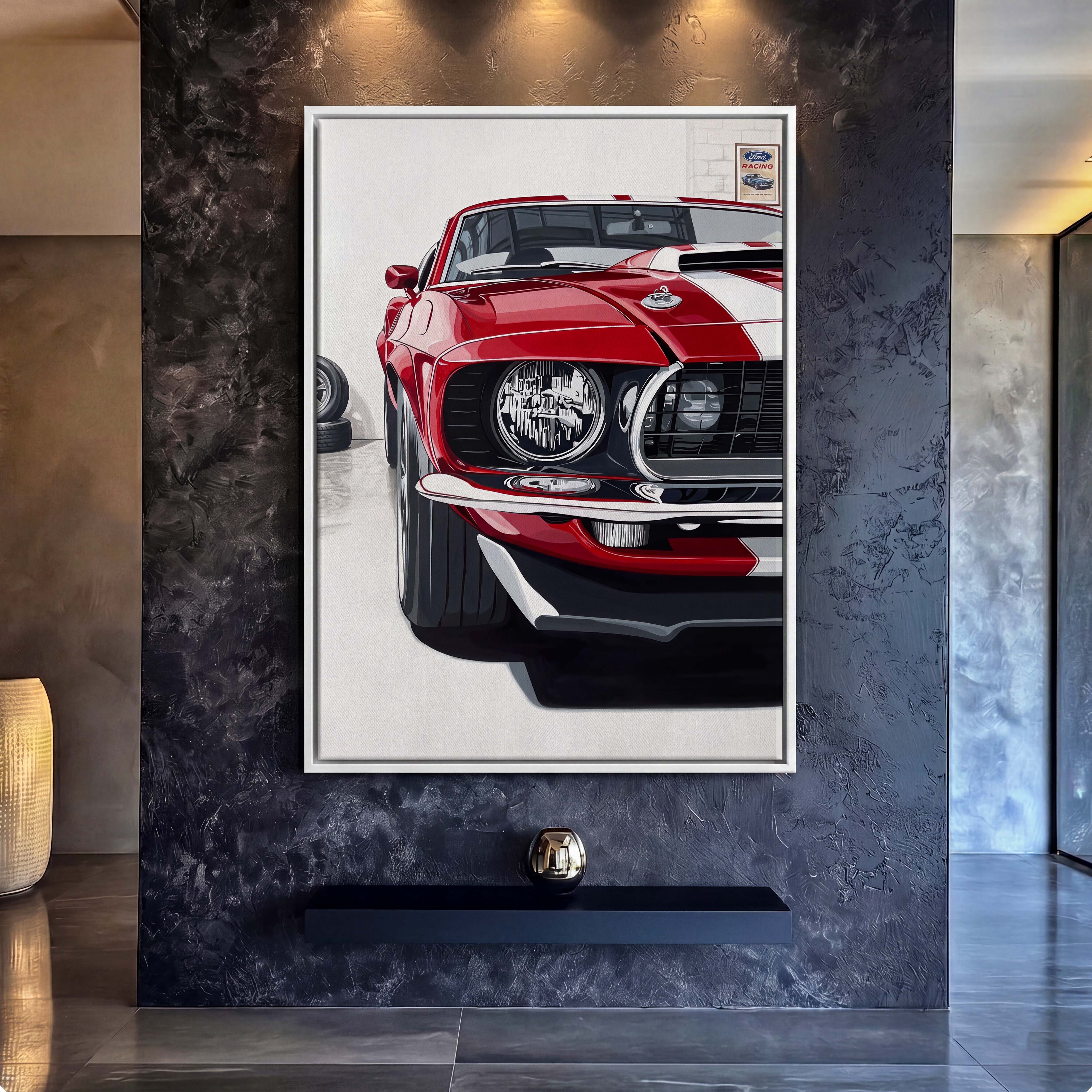 Vintage Red Mustang Car Canvas Art - Rev up your interior decor with this incredibly sharp, high-octane portrait of a