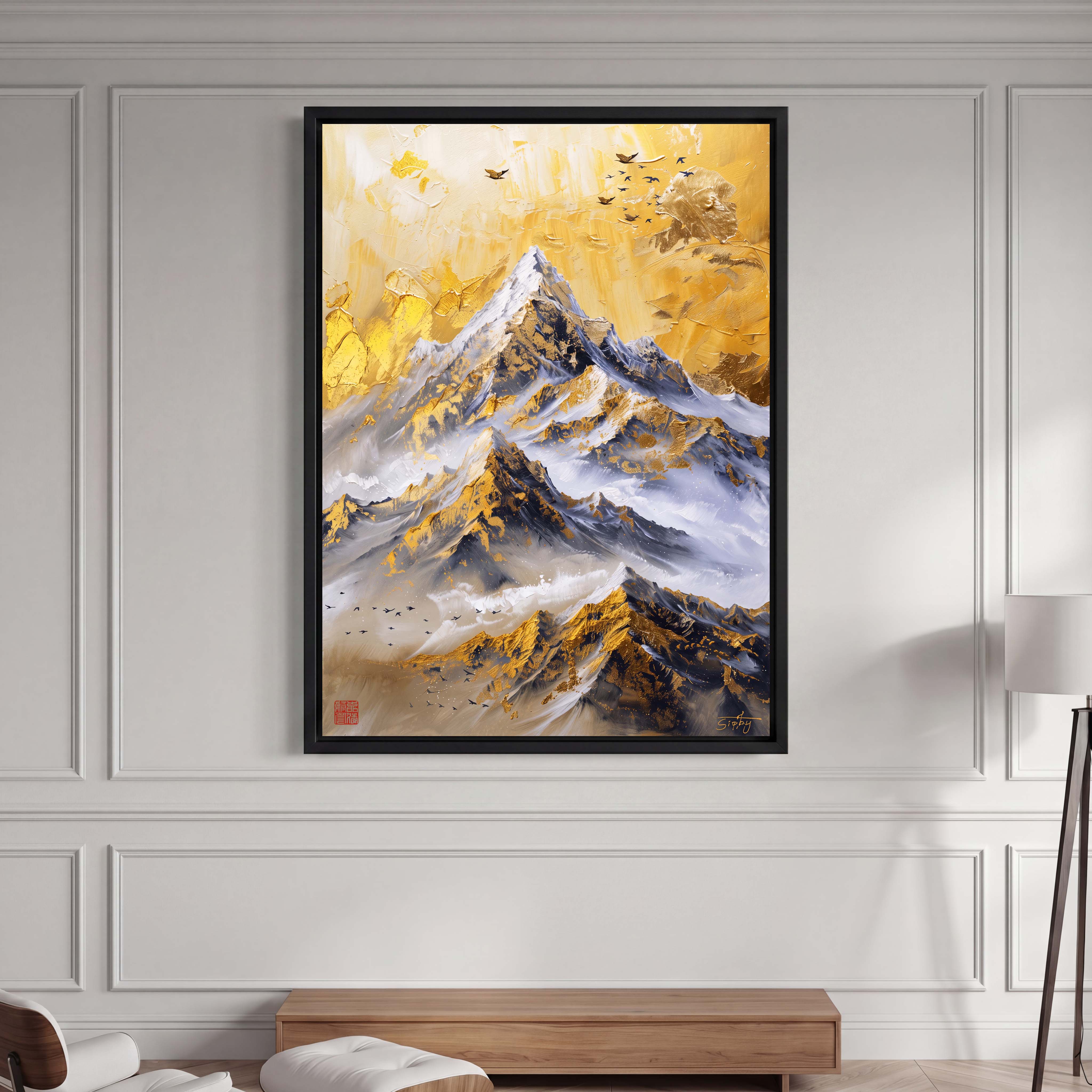 Golden Peak Mountain Canvas Art - Transform your space with the majestic grandeur of this mountain landscape, blending