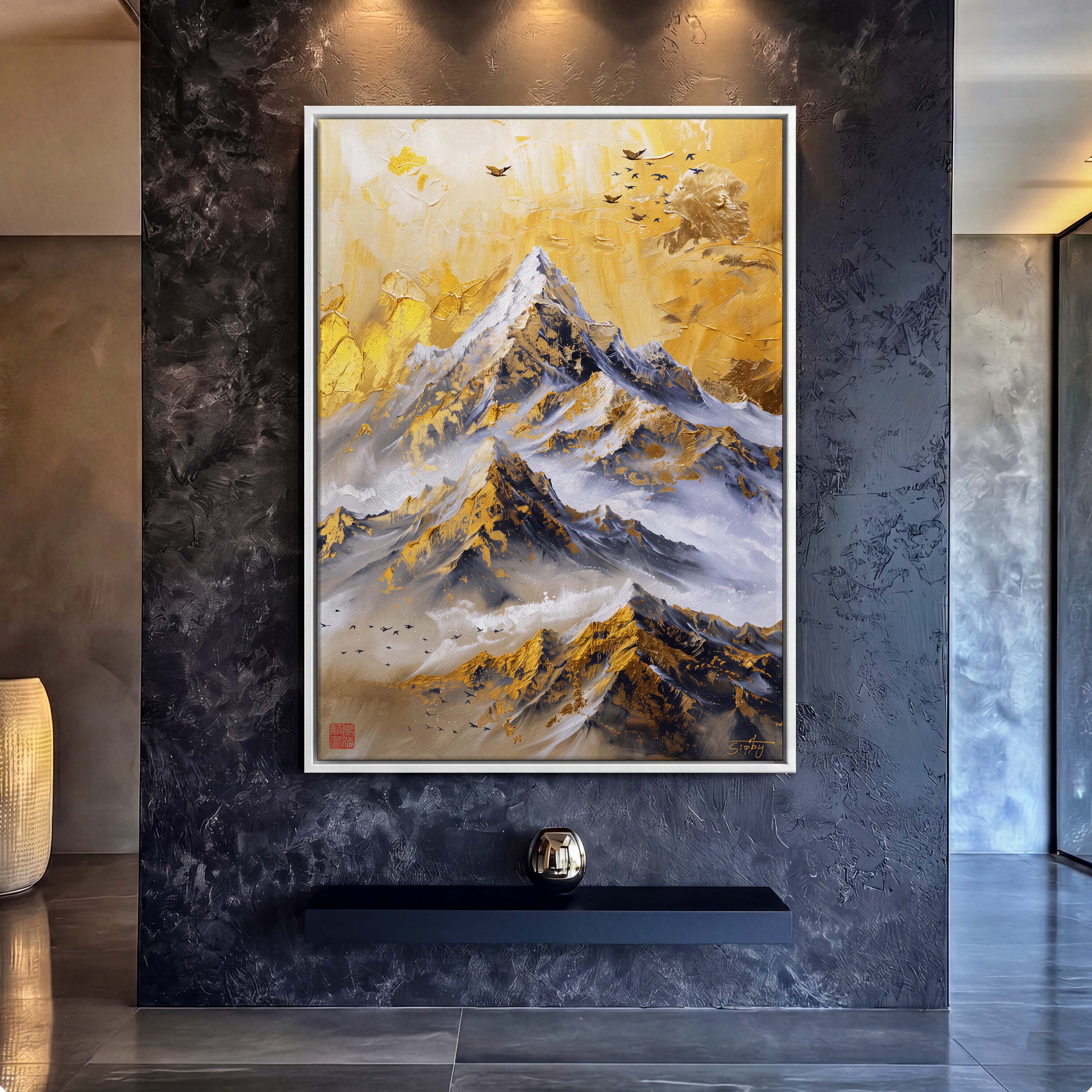 Golden Peak Mountain Canvas Art - Transform your space with the majestic grandeur of this mountain landscape, blending